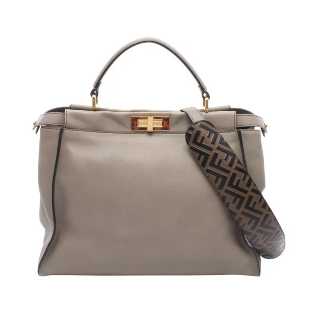 Fendi Peekaboo Handbag Leather Beige Cream